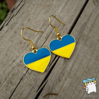 Сережки "Серце України". Колір золото